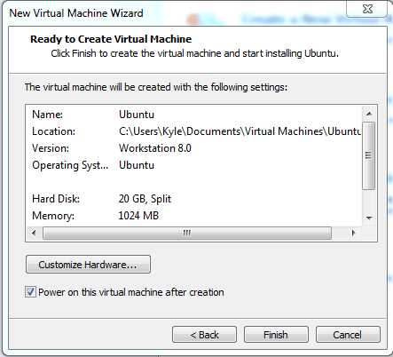 New virtual machine wizard